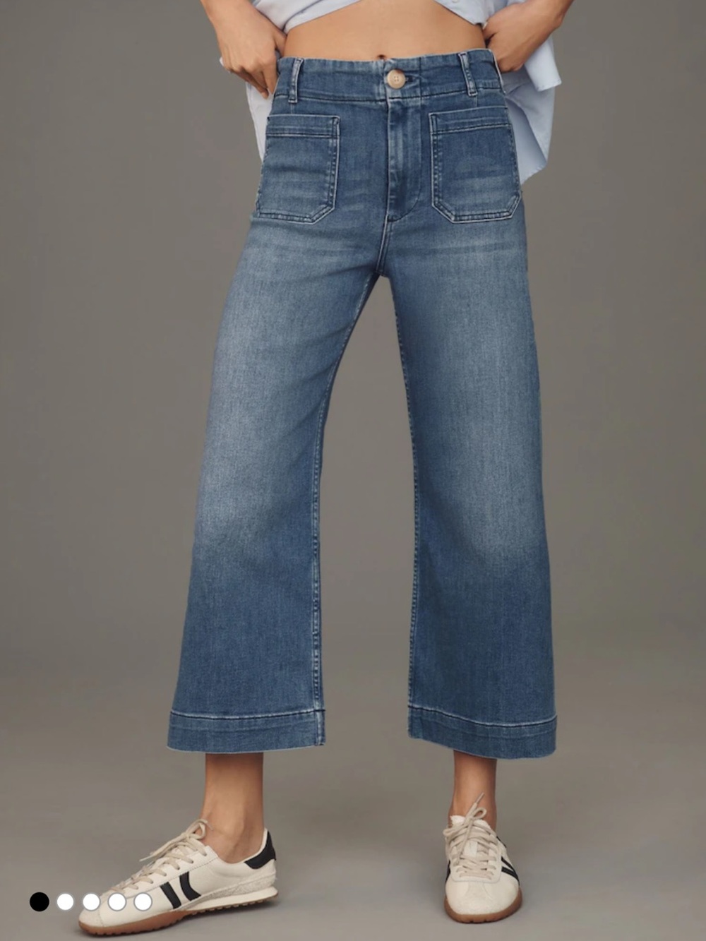 Anthropologie Maeve The Colette Crop Wide-Leg Jeans Size 27 - Blue Algae Wash